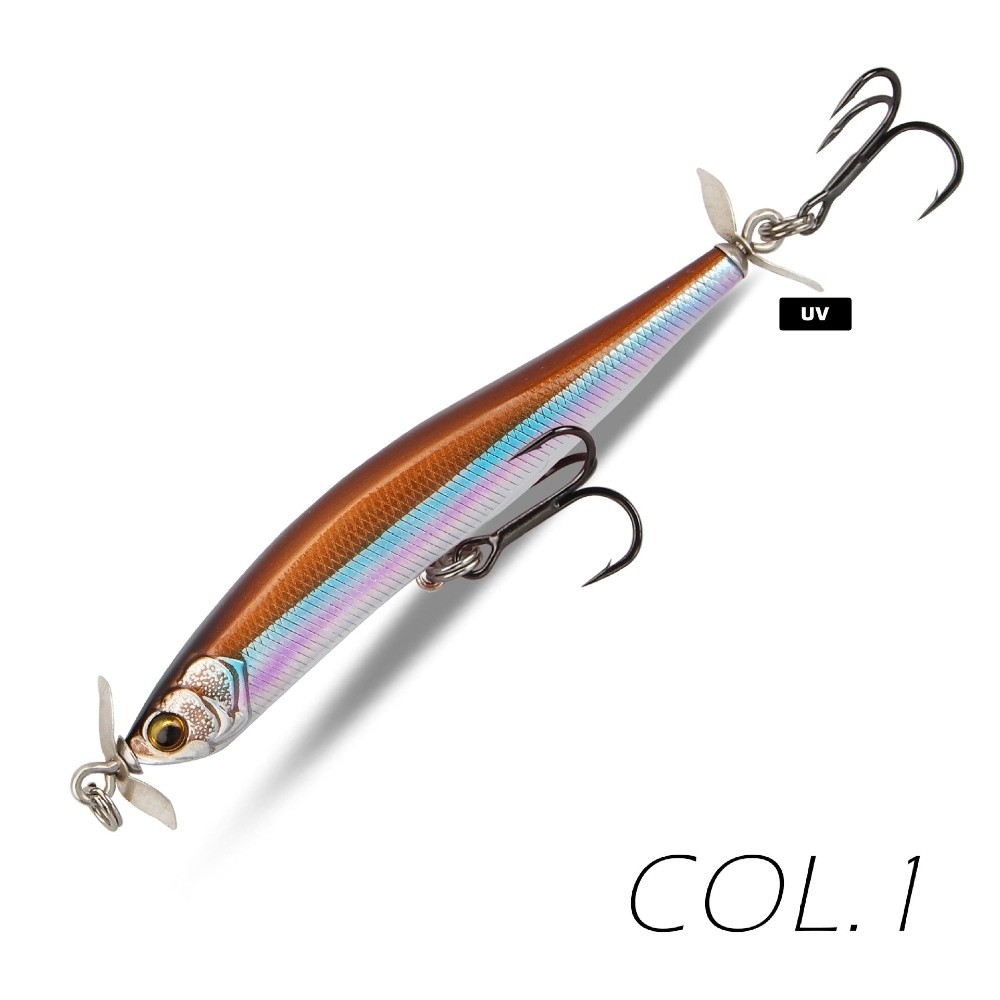 Fishing Lure Blade Bait - 長さ80mmのシンキングペンシルルアー、重量9.7g、スピナーベイトデザイン、プロペラベイト、ウォブラーアクション、プロペラブレード